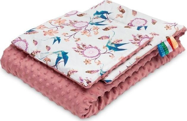 Sensillo SET MINKY RETRO BIRDS PINK 75x100 / 30x35 42156/7125