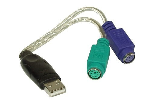 InLine 33386 кабельный разъем/переходник USB A 2x PS/2 Прозрачный