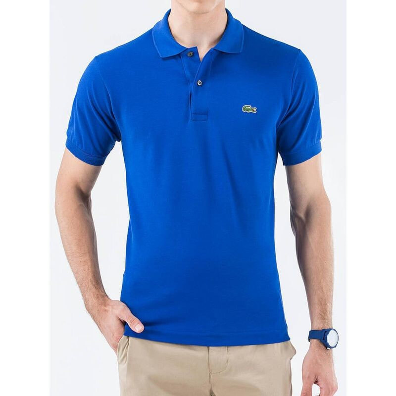 Мужская футболка-поло повседневная синяя с логотипом  Lacoste M 121200-W15