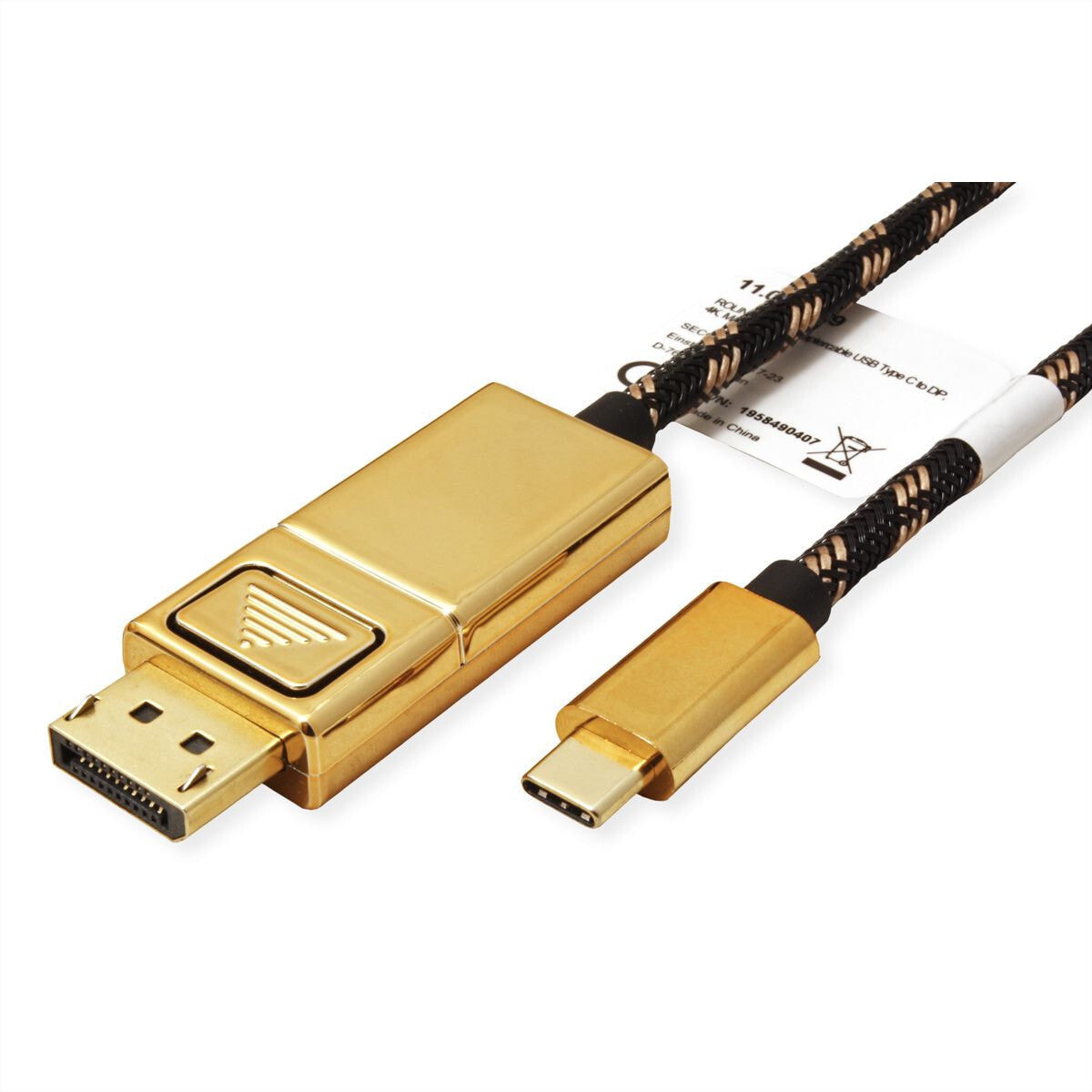 ROLINE 11.04.5848 кабельный разъем/переходник USB Type C DisplayPort Черный, Золото
