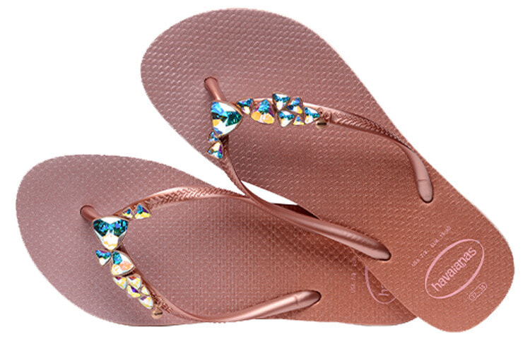 Havaianas 哈唯纳 时尚水晶人字时尚拖鞋 女款 番茄色 / Тапочки Havaianas 4146126-3544