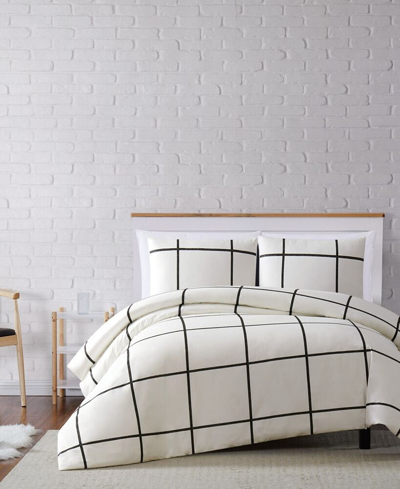 Truly Soft kurt Windowpane King Duvet Set