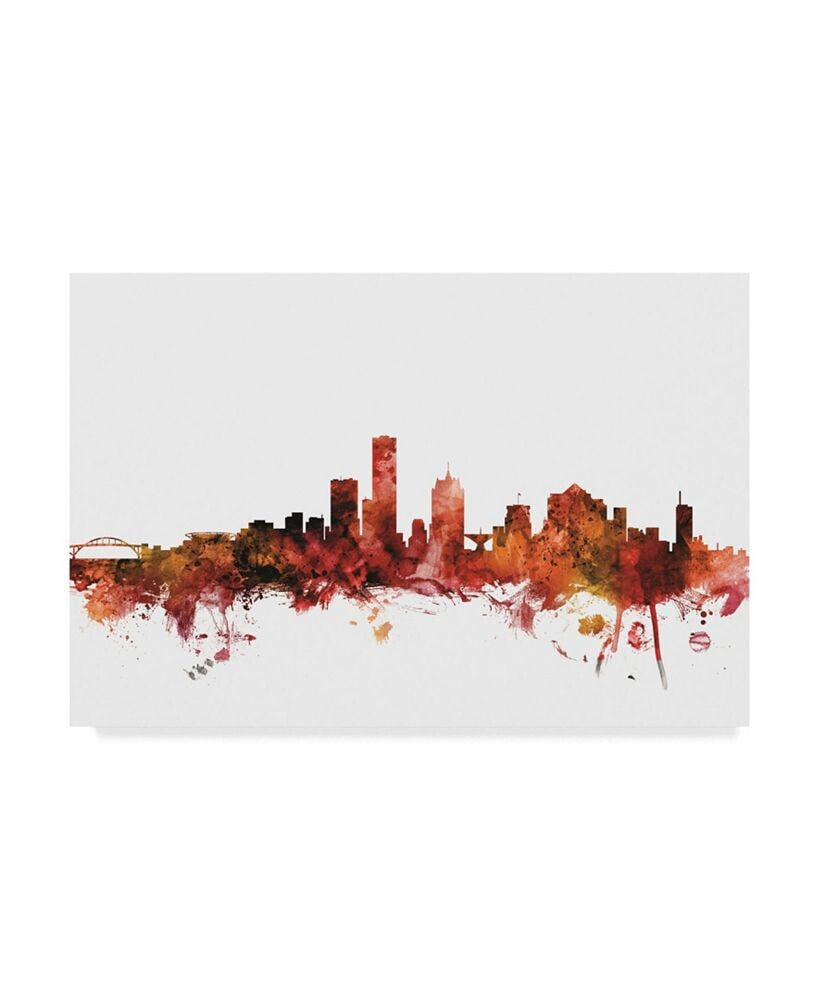 Trademark Global michael Tompsett Milwaukee Wisconsin Skyline Red Canvas Art - 15