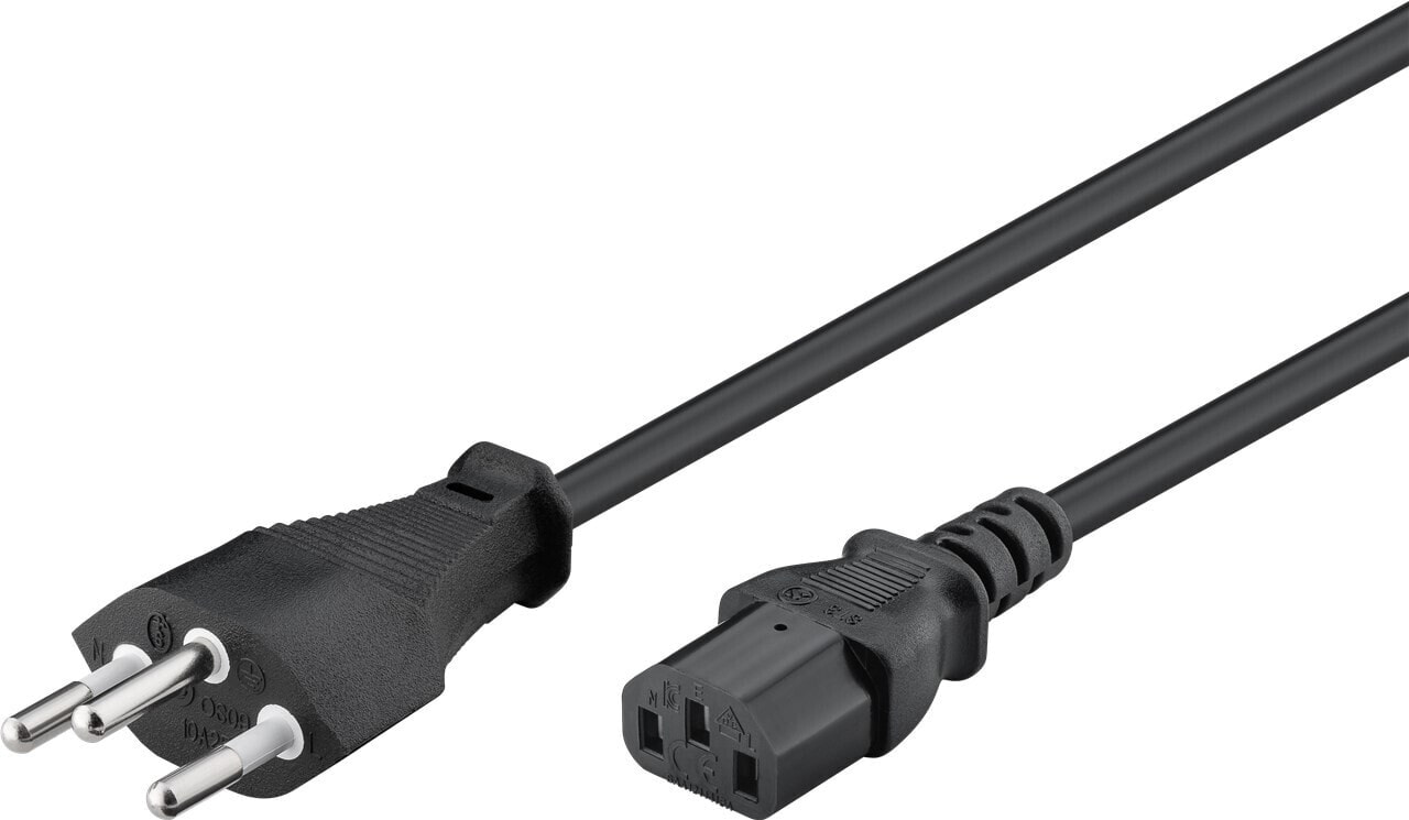 Goobay IEC Cord Switzerland - 1.8 m - Black - 1.8 m - Power plug type J - C13 coupler - H05VV-F3G - 230 V