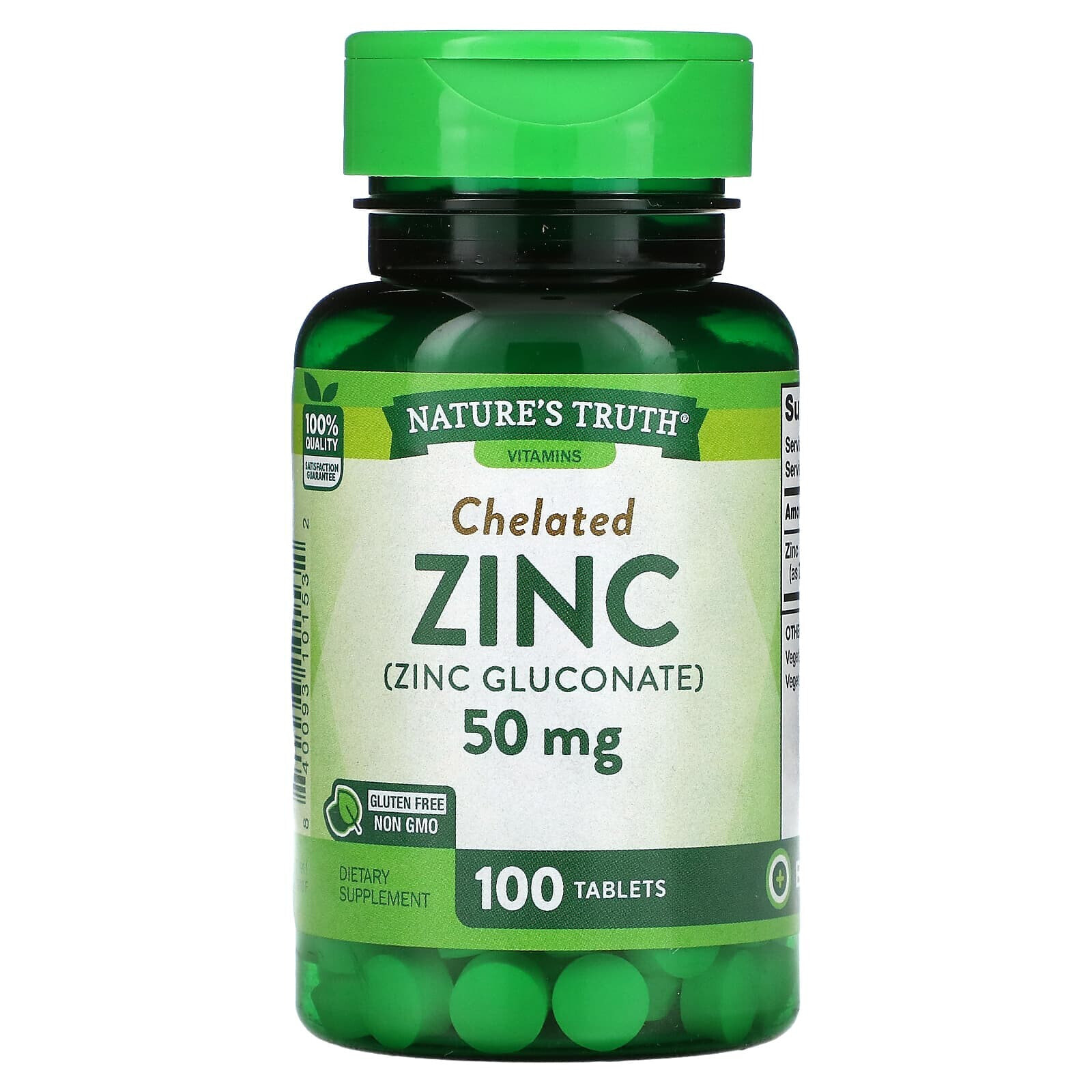 Nature's Truth, Chelated Zinc, 50 mg, 100 Tablets