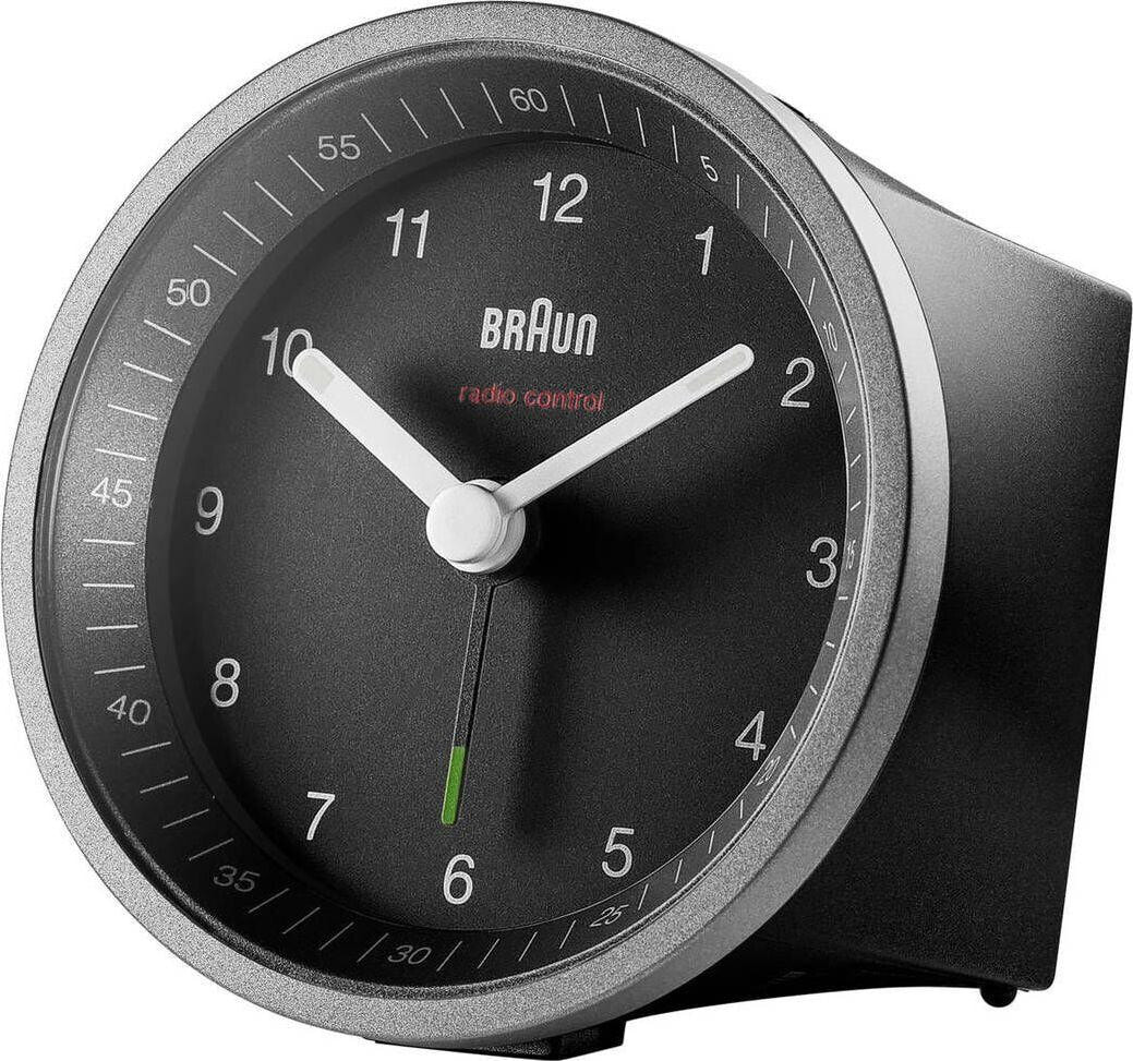 Braun BC 07 SB-DCF quartz alarm clock, black / silver (67098)