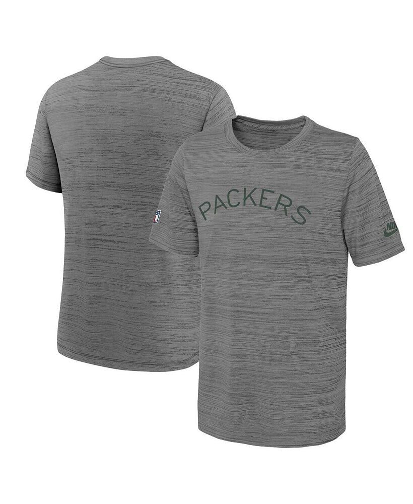 Nike big Boys and Girls Heather Gray Green Bay Packers Throwback Performance T-shirt