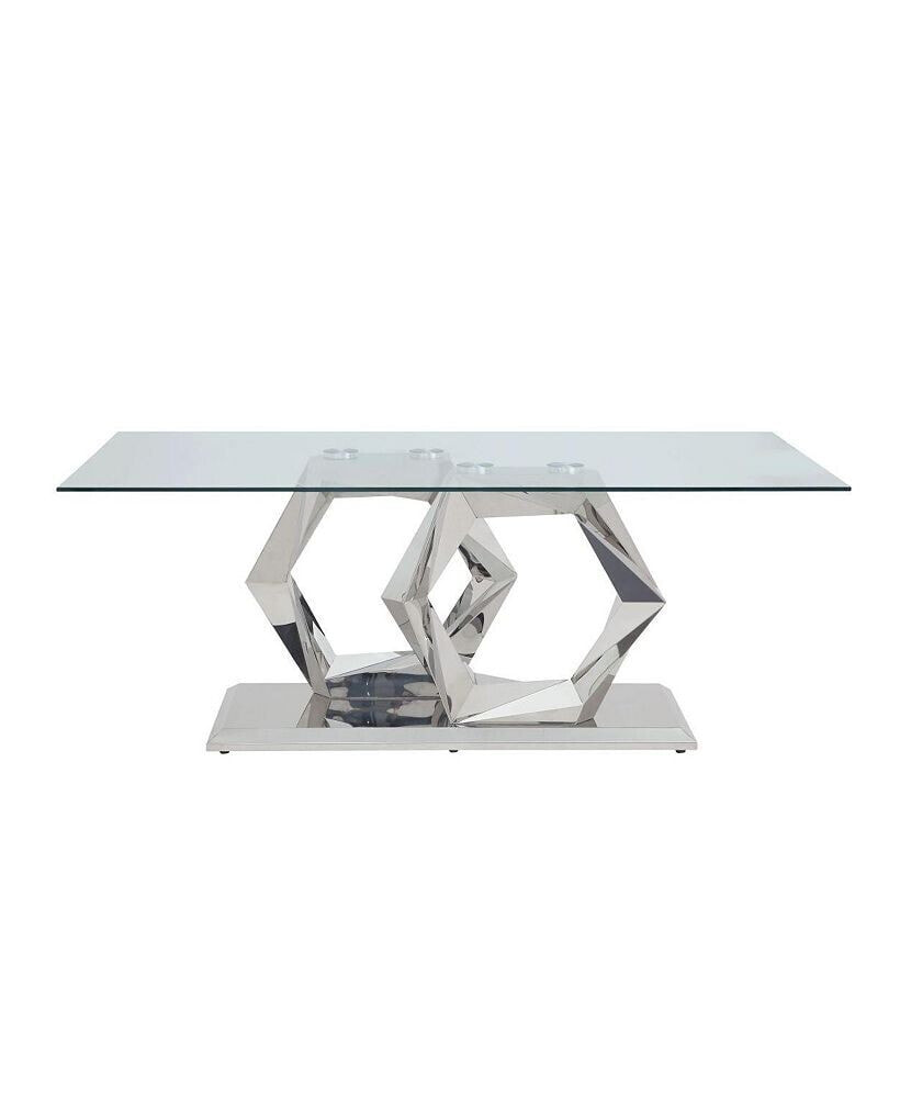 Simplie Fun gianna Dining Table, Clear Glass & Stainless Steel