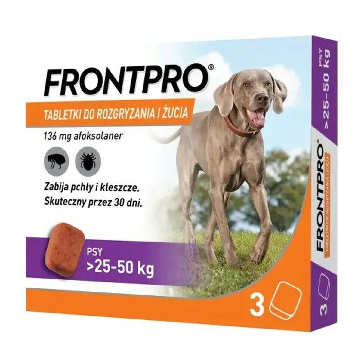 таблетки FRONTPRO 612474 15 g 3 x 136 mg Подходит для собак весом макс. >25-50 кг
