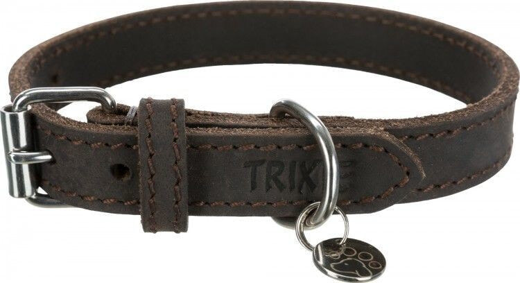 Trixie Rustic dog collar, dark brown, XS – S: 27–34 cm / 18 mm, thick leather