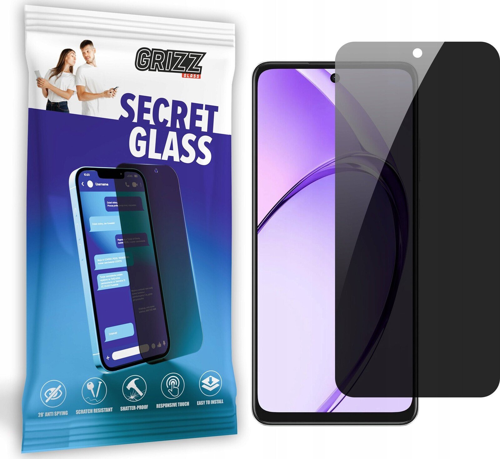 GrizzGlass Szkło prywatyzujące GrizzGlass SecretGlass do Oppo A3x 5G