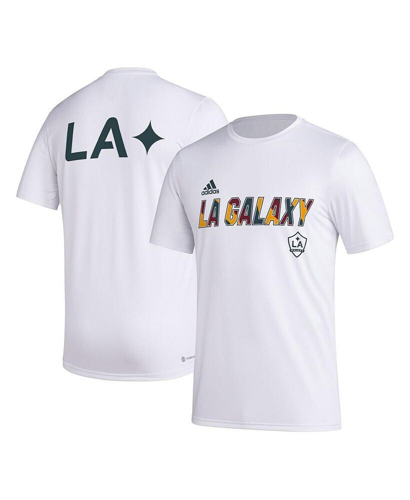 adidas men's White LA Galaxy Team Jersey Hook AEROREADY T-shirt