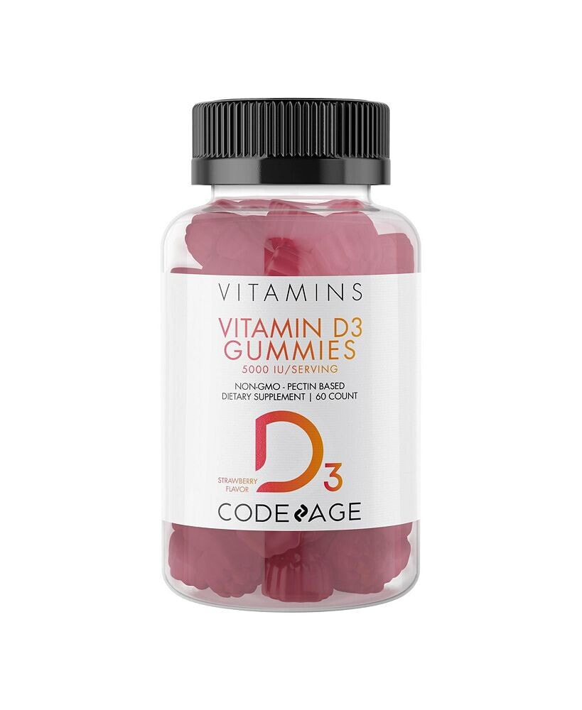 Vitamin D3 Gummies, 5000 IU, Strawberry Flavored Vitamin Supplement -  60ct
