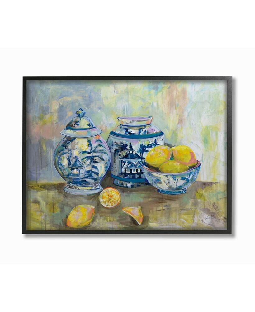Stupell Industries lemons and Pottery Yellow Blue Classical Painting Art, 11