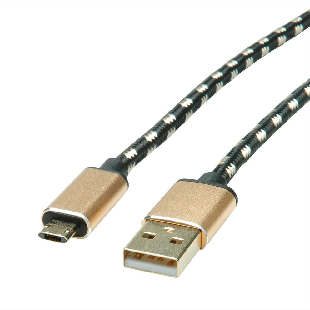 ROLINE 11.02.8820 USB кабель 1,8 m 2.0 USB C Micro-USB B Черный, Золото