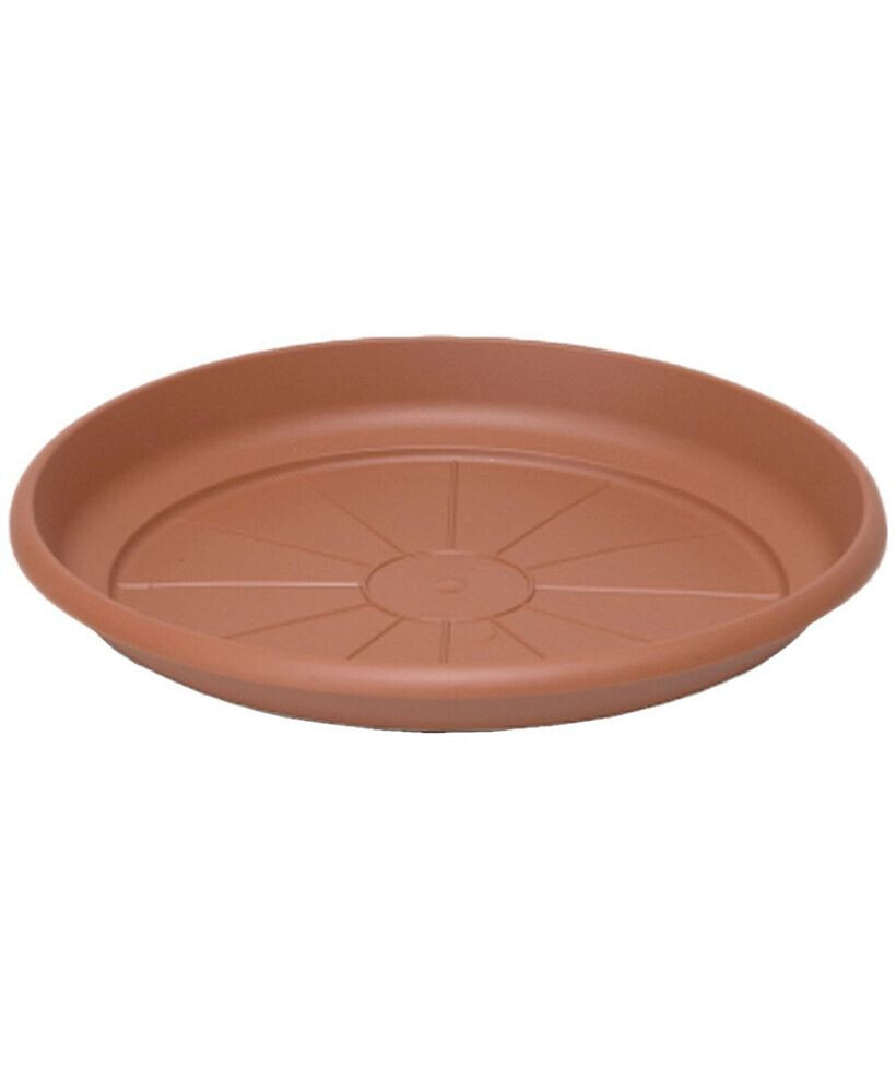 Crescent Garden in Outdoor Emma Round Plastic Flower Pot Terracotta Colored Saucer, 15 Inches