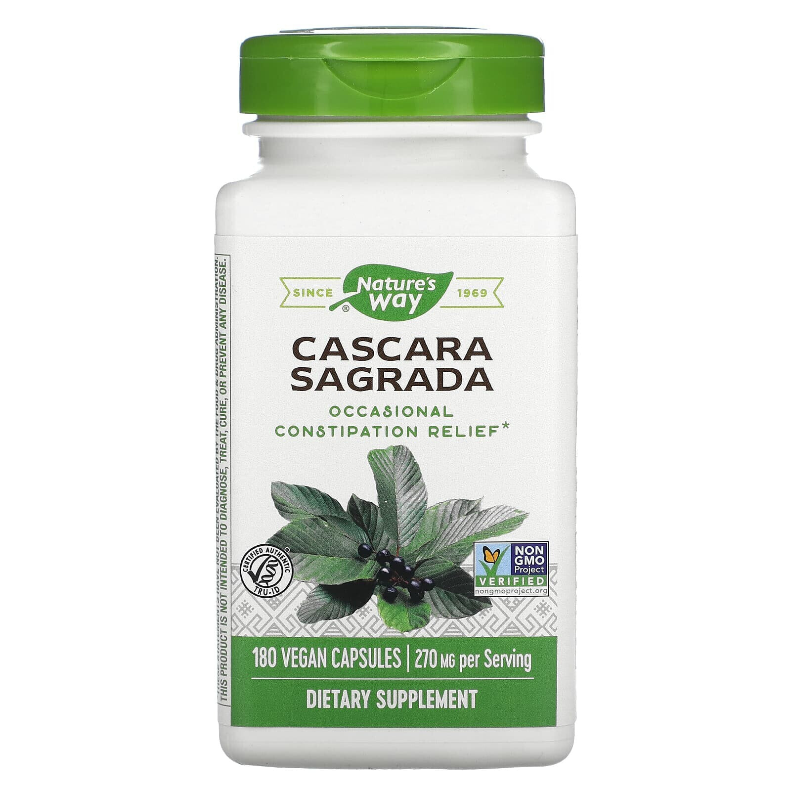 Nature's Way, Cascara Sagrada, 270 mg, 180 Vegan Capsules