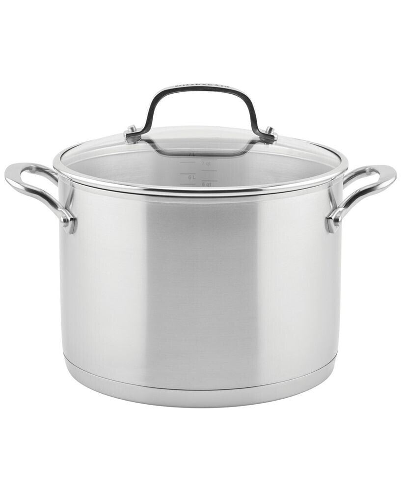 KitchenAid 3-Ply Base Stainless Steel 8 Quart Induction Stockpot with Lid