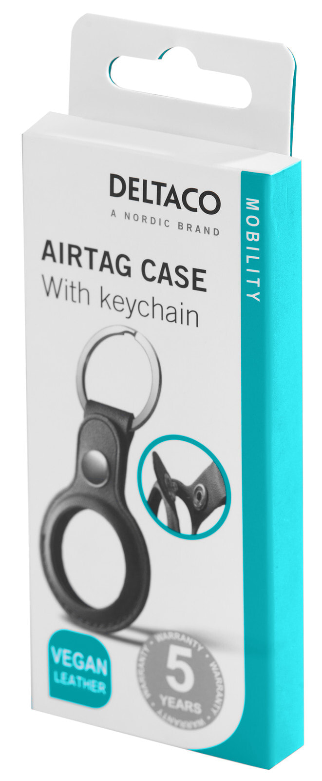 Apple AirTag case keychain vegan leather black