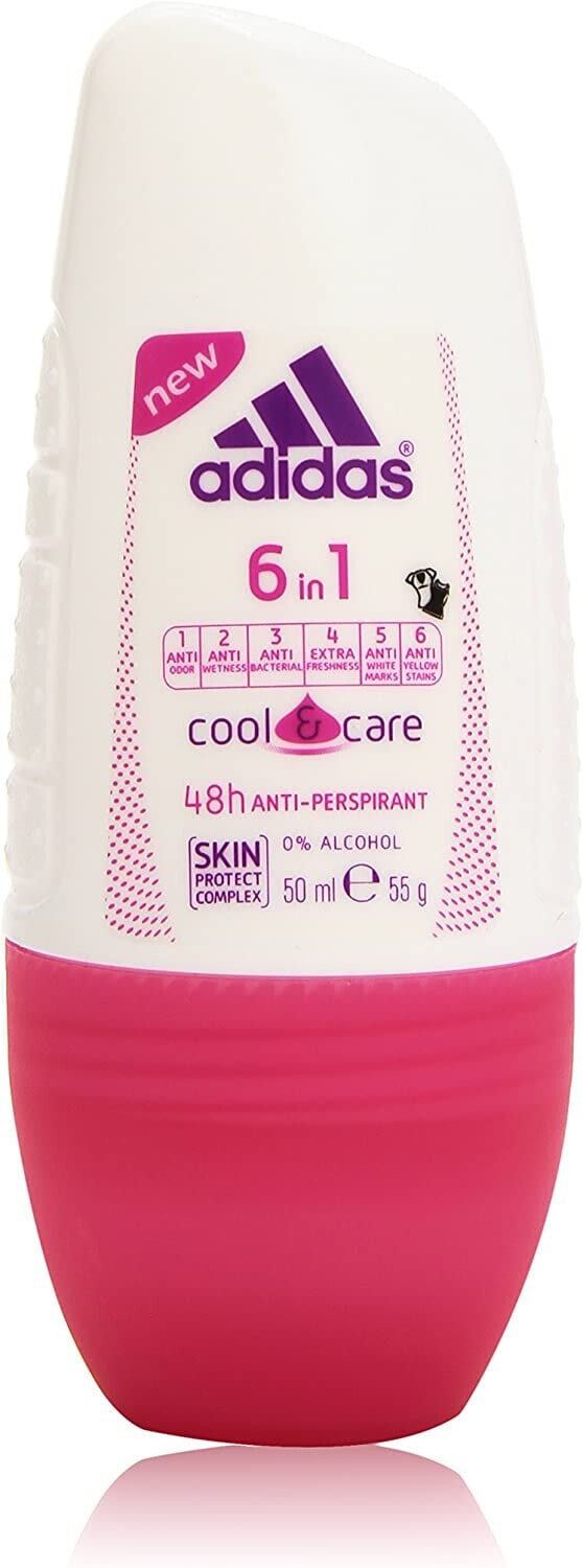 adidas 6-in-1 Roller Deodorant for Women - Refreshing Antiperspirant Against Sweat Odour, Underarm Moisture, White Stains, Yellow Discolouration & Bacteria - pH Skin-Friendly - 1 x 50ml