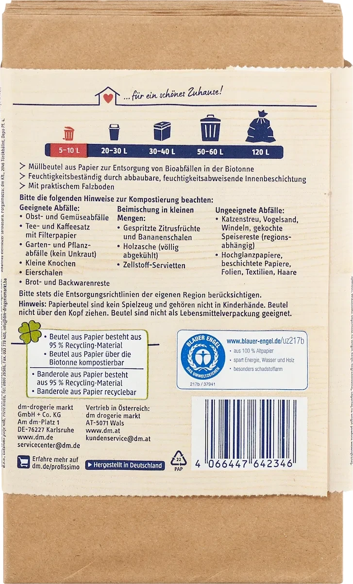 Kompostbeutel nature feuchtigkeitsabweisend 10 l, 8 St