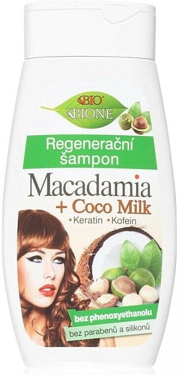 Regenerierendes Haarshampoo mit Macadamia, Kokosmilch, Keratin und Kofein - Bione Cosmetics Macadamia + Coco Milk Shampoo