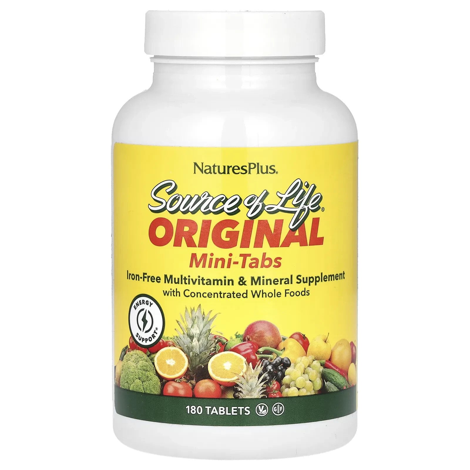 Source of Life, Original Mini-Tabs, Multivitamin & Mineral Supplement, Iron Free, 90 Tablets