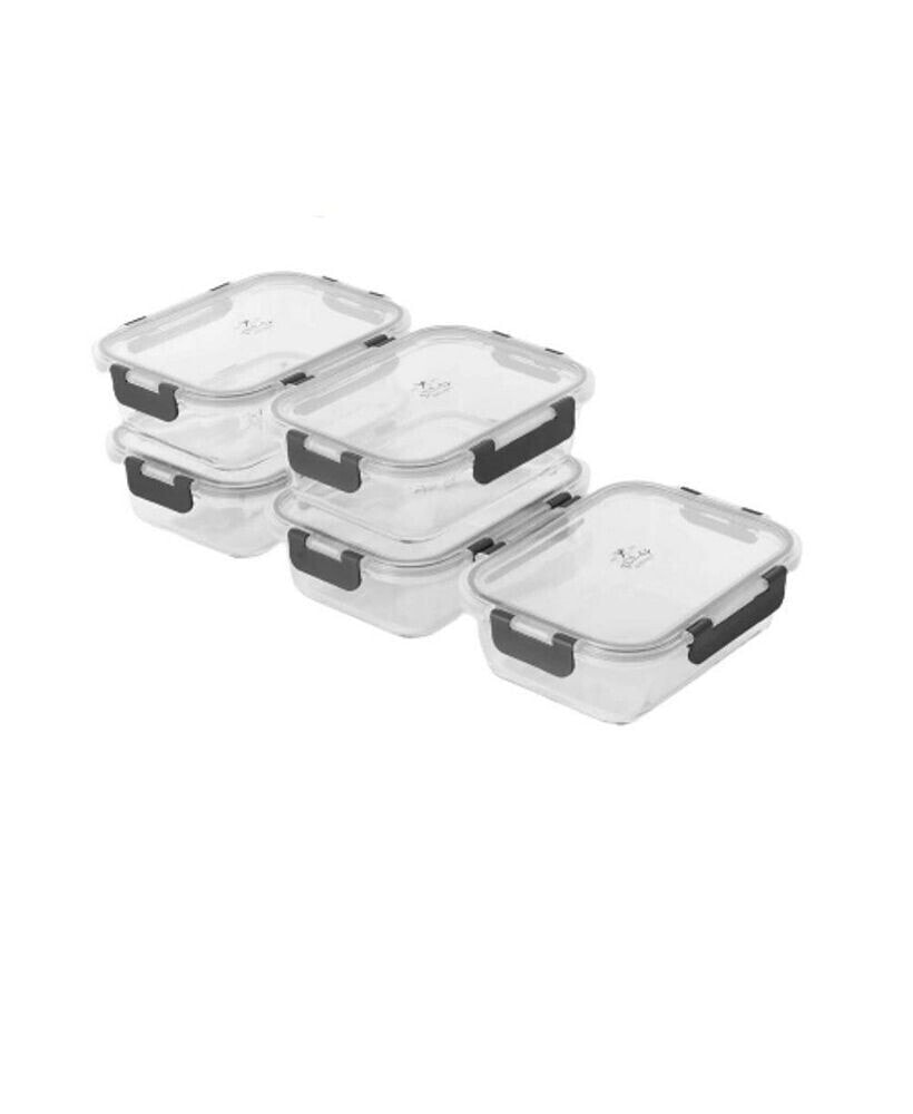 Zulay Kitchen snap Lock Glass Food Container with Lids 5 Pc.