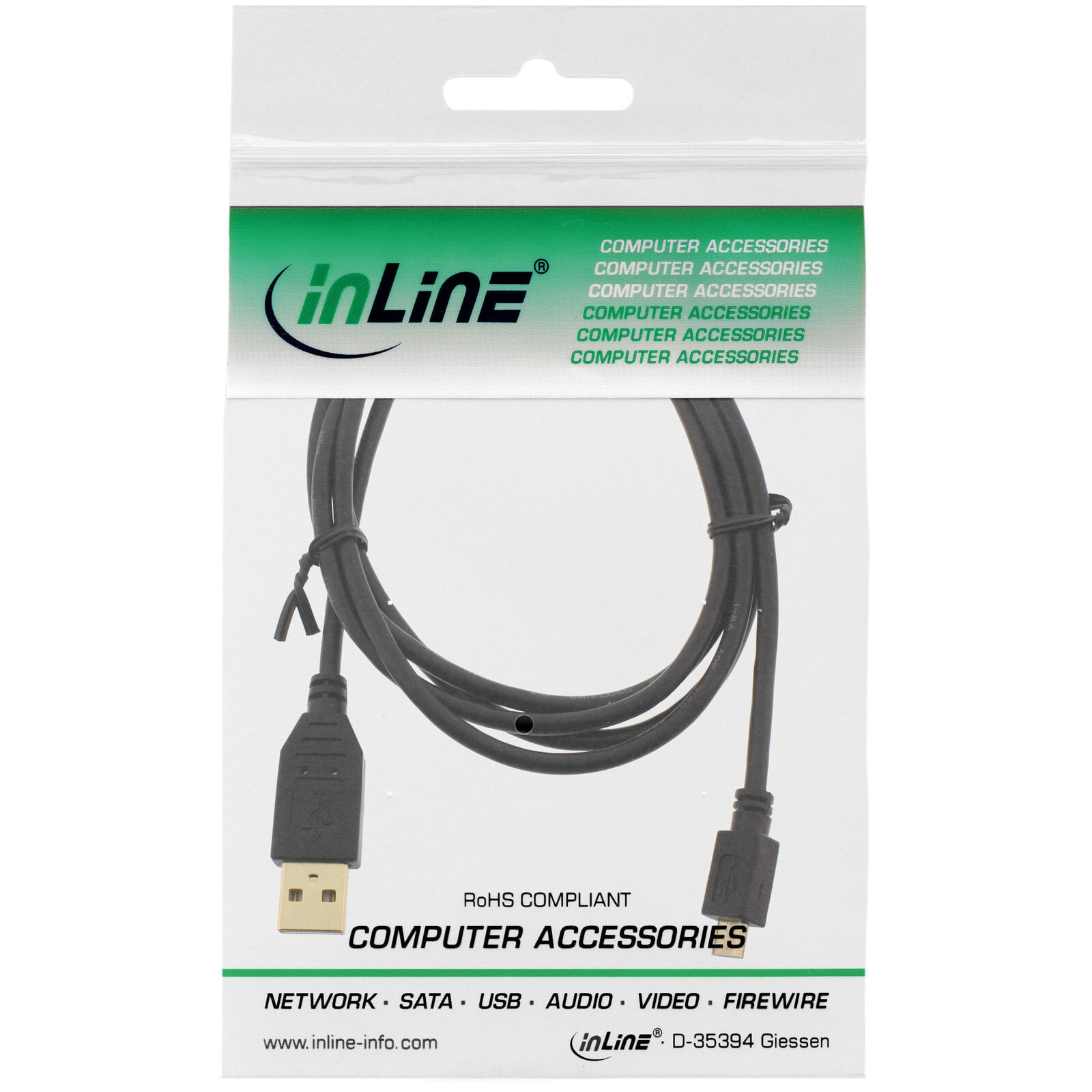 InLine 2m USB 2.0 A - micro B USB кабель USB A Micro-USB B Черный 31720P