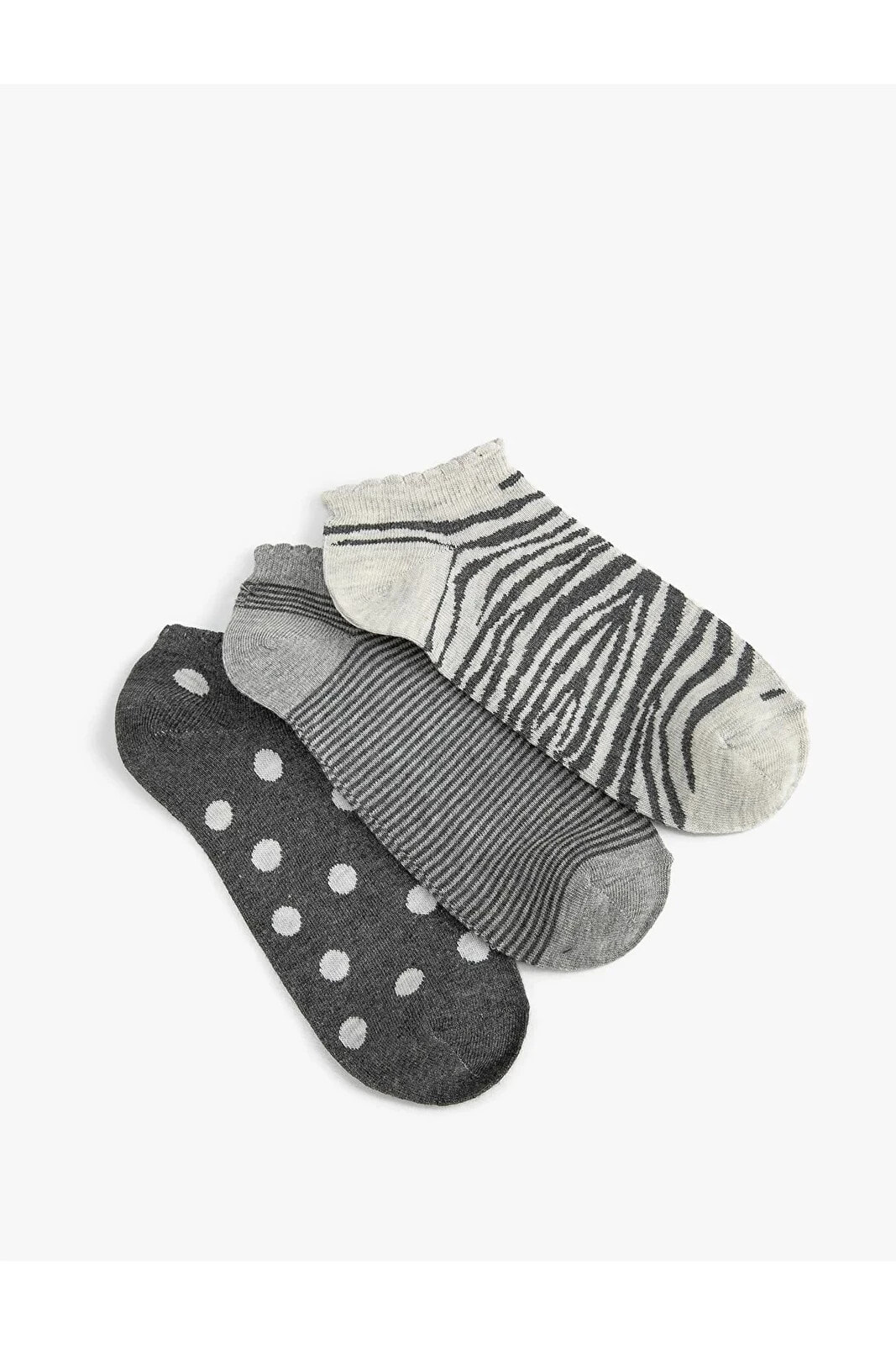 Zebra Desenli 3'lü Patik Çorap Seti