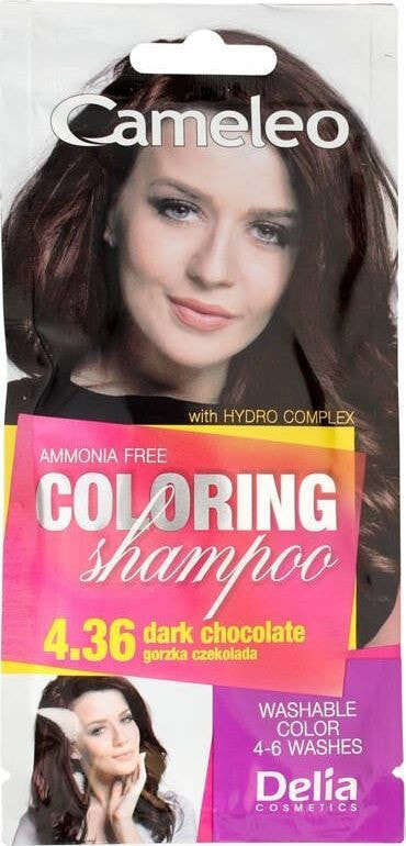 Delia Cameleo Coloring Shampoo 4.36  Оттеночный шампунь, укрепляющий цвет окрашенных волос оттенок 4.36 горький шоколад  40 мл