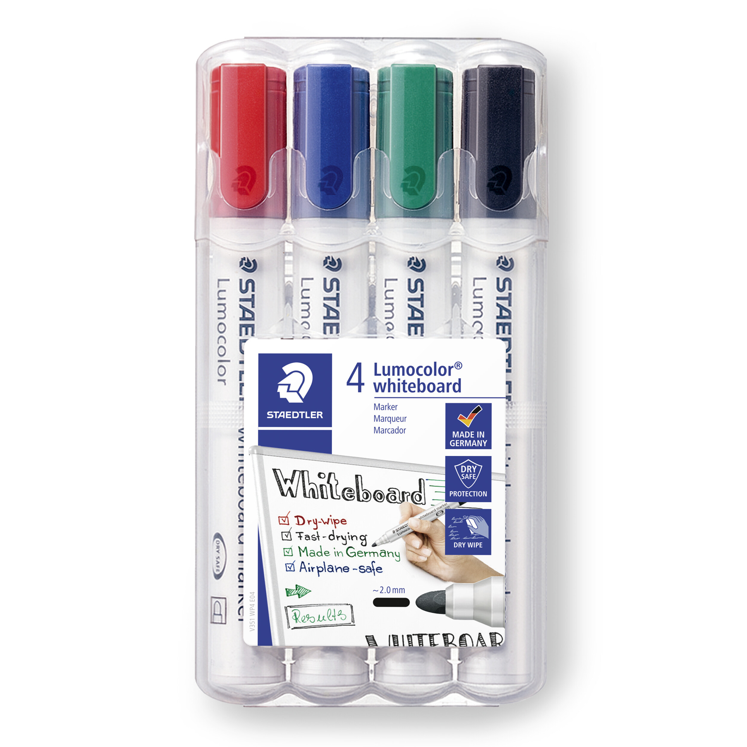 Staedtler Lumocolor маркер 4 шт Черный, Синий, Зеленый, Красный Пулевидный наконечник 351 WP4