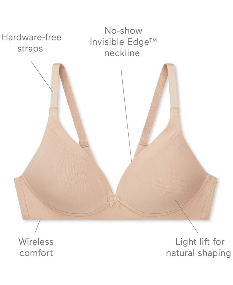 Women's Warner's RN0141A Invisible Bliss Cotton Wirefree Bra with Lift  (White 36C) 