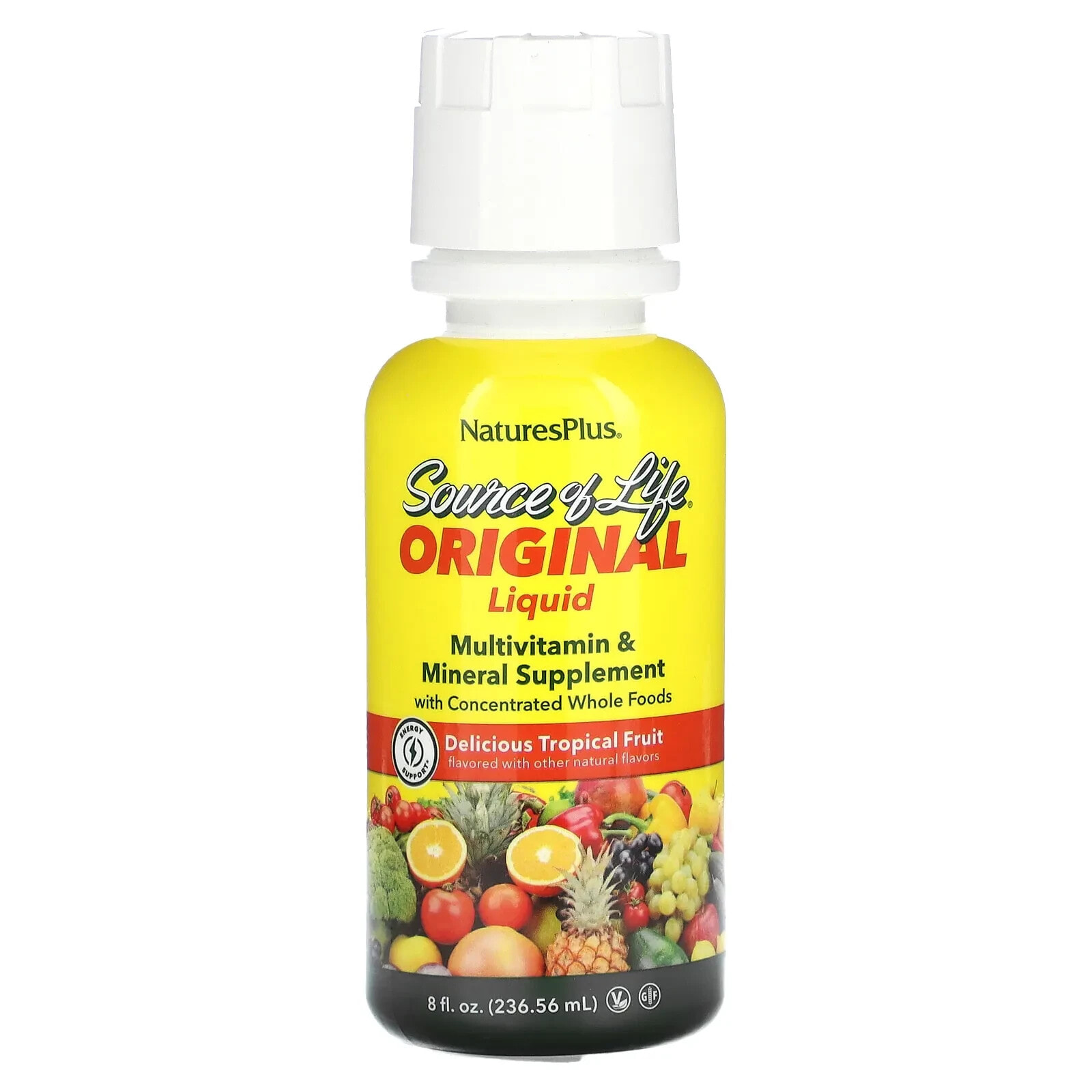 Source of Life, Original Liquid Multivitamin & Mineral Supplement, Delicious Tropical Fruit, 8 fl oz (236.56 ml)