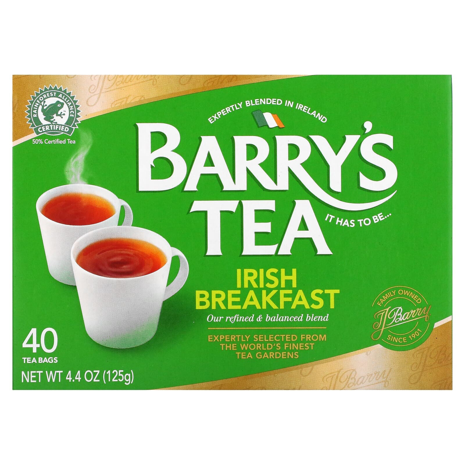 Barry's Tea, Золотая смесь, 40 чайных пакетиков, 125 г (4,4 унции)