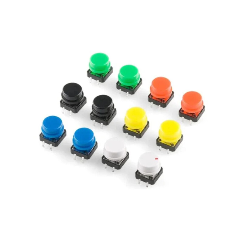 Tact Switch 12x12mm - round - collored buttons - 15 pcs
