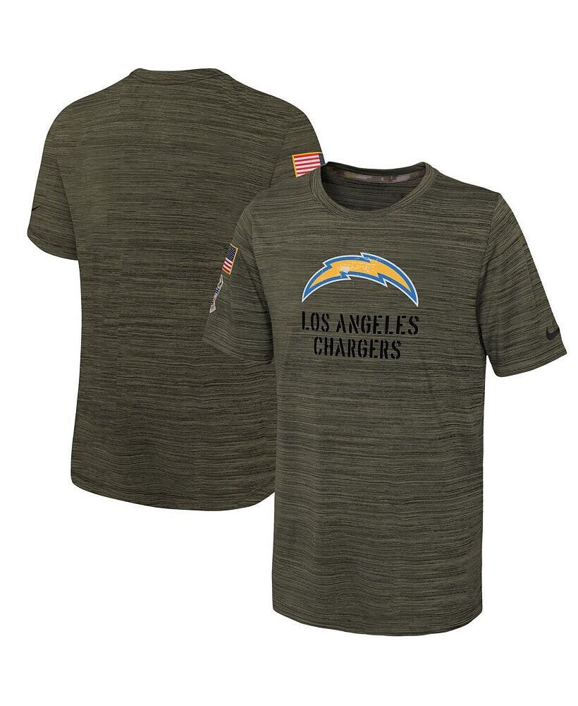 Nike big Boys Olive Los Angeles Chargers 2022 Salute To Service Velocity T-shirt