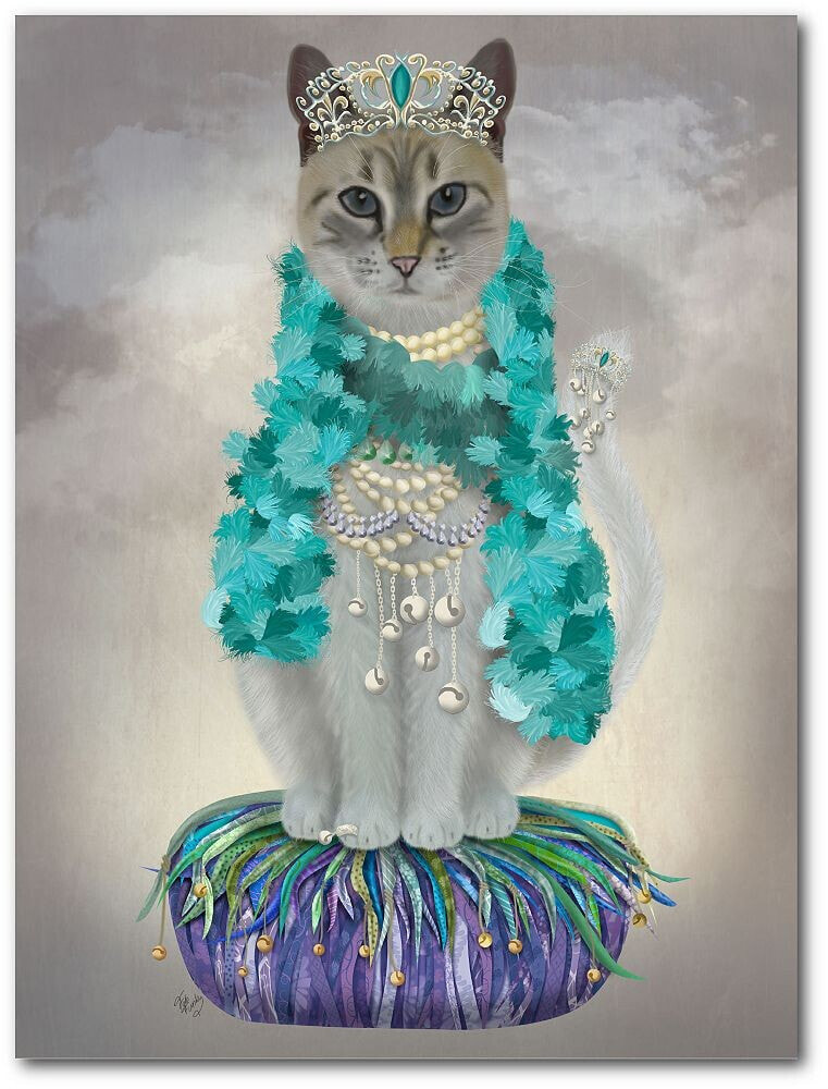 Courtside Market grey Cat with Bells Full Gallery-Wrapped Canvas Wall Art - 18