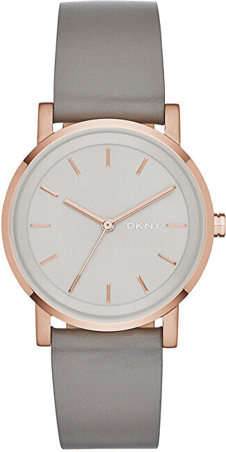 Женские часы аналоговые круглые кожаный серый браслет DKNY