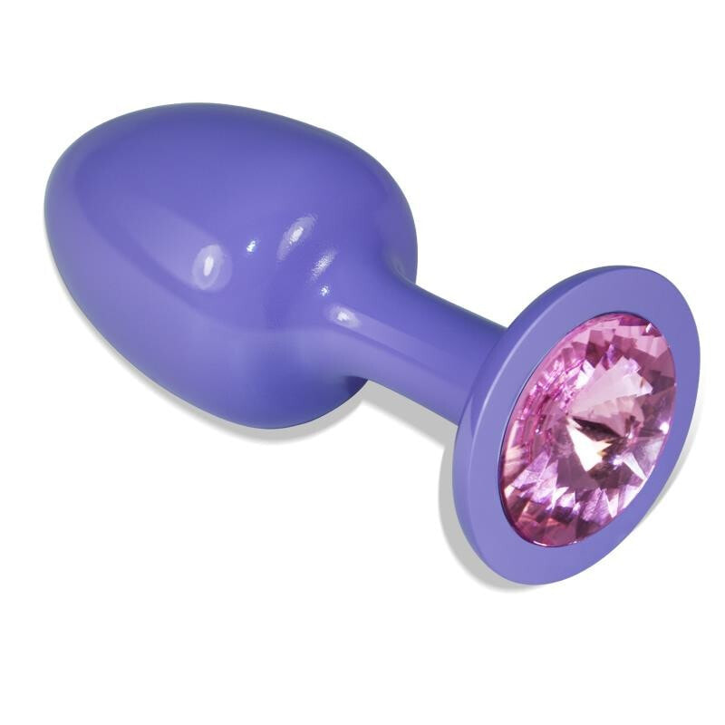 Плаг или анальная пробка LOVETOY Metal Butt Plug Purple Rosebud with Pink Jewel