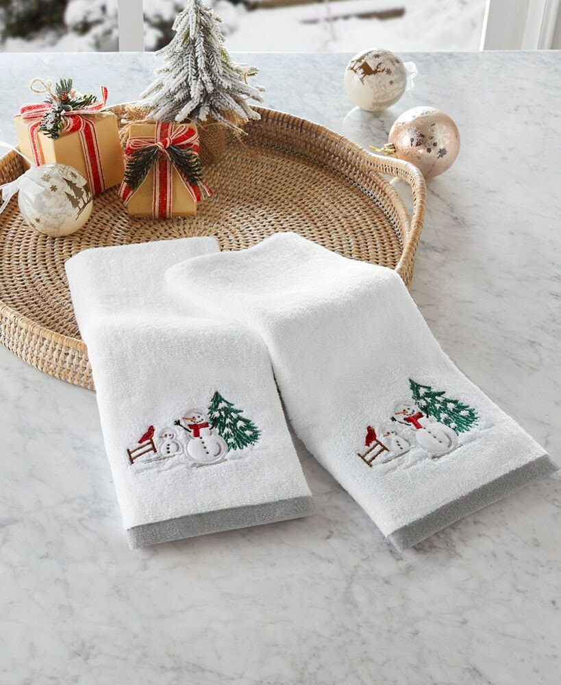 Holiday Lane snowman Embroidered 2-Pc. Hand Towel Set, Created for Macy's