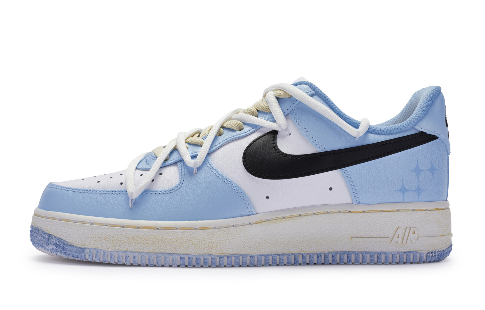 【定制球鞋】 Nike Air Force 1 Low BIGNIU 海盐冰椰 小清新 手绘喷绘 防滑耐磨 低帮 板鞋 GS 蓝白 / Кроссовки Nike Air Force 1 Low BIGNIU GS DH2920-111