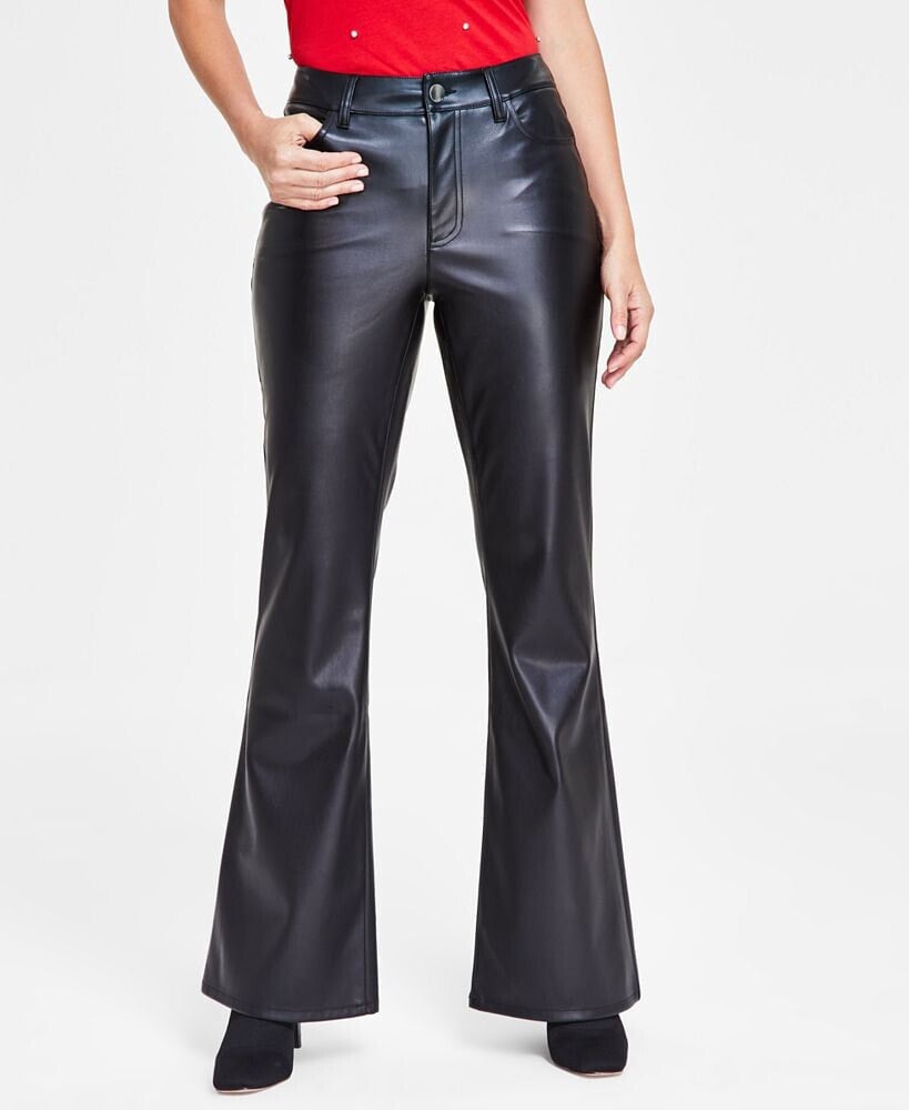 I.N.C. International Concepts Women's Faux-Leather Flare-Leg Pants, Created  for Macy's - Macy's