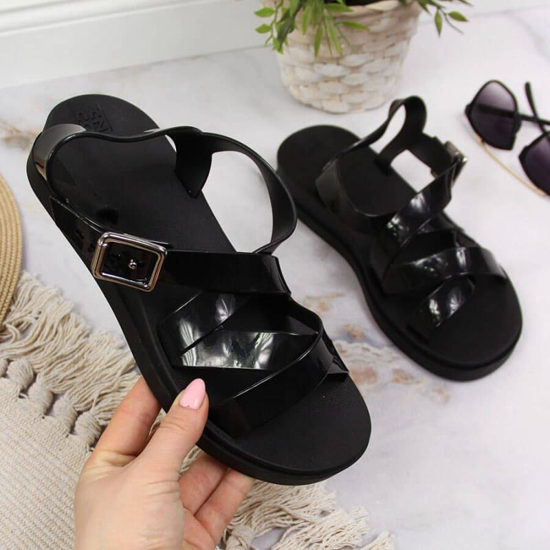 Женские черные сандалии Inny Zaxy W INT1714 black rubber Roman sandals