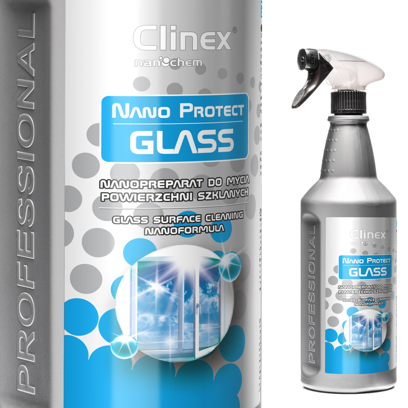 Nano-preparation for cleaning mirror glass panes without streaks, crystal shine CLINEX Nano Protect Glass 1L