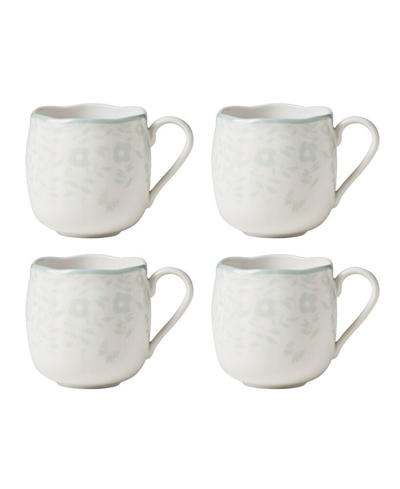 Lenox butterfly Meadow Cottage Porcelain Mugs, Set of 4