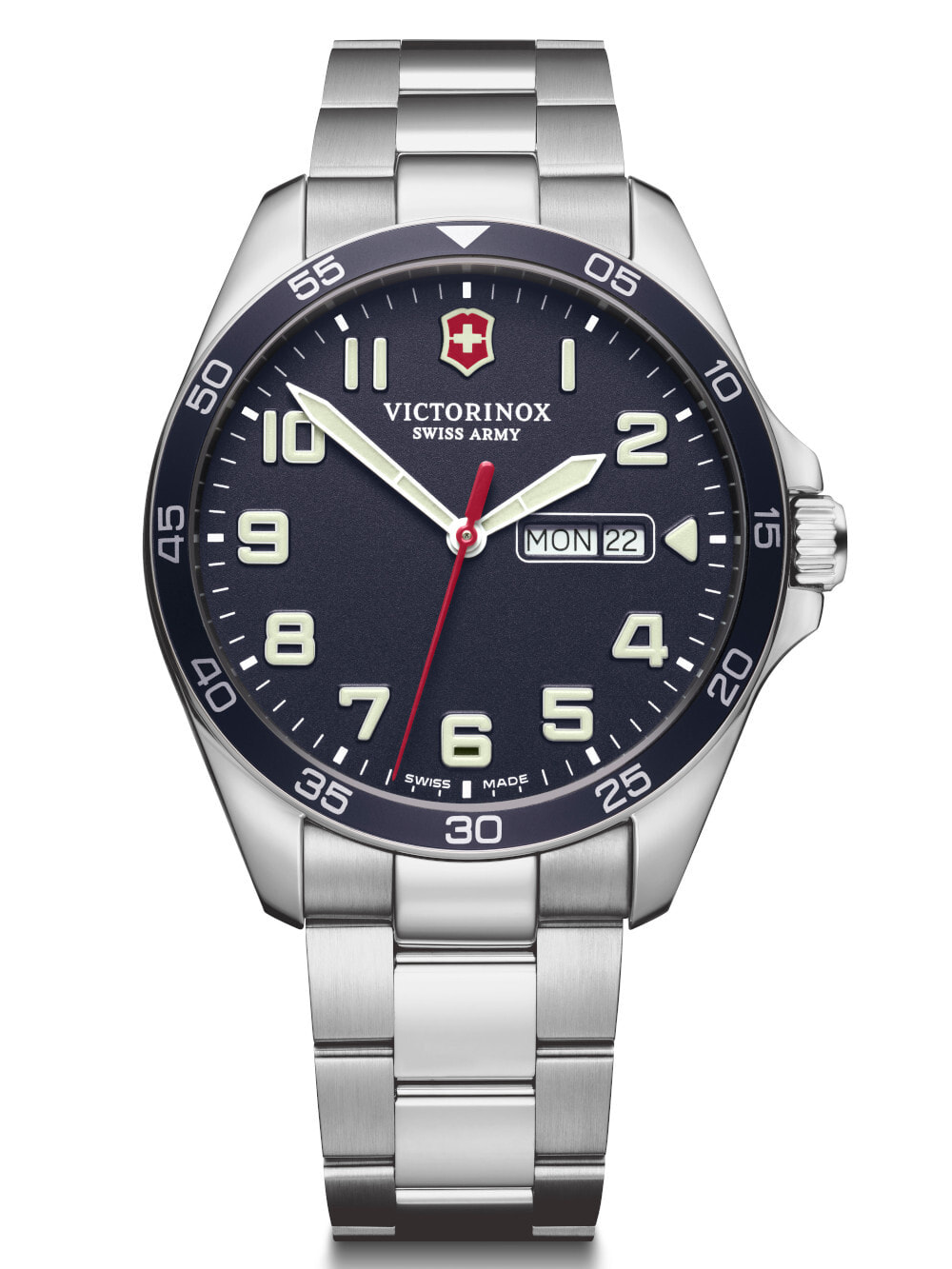 Мужские наручные часы с серебристым браслетом Victorinox 241851 Fieldforce Mens 42mm 10ATM