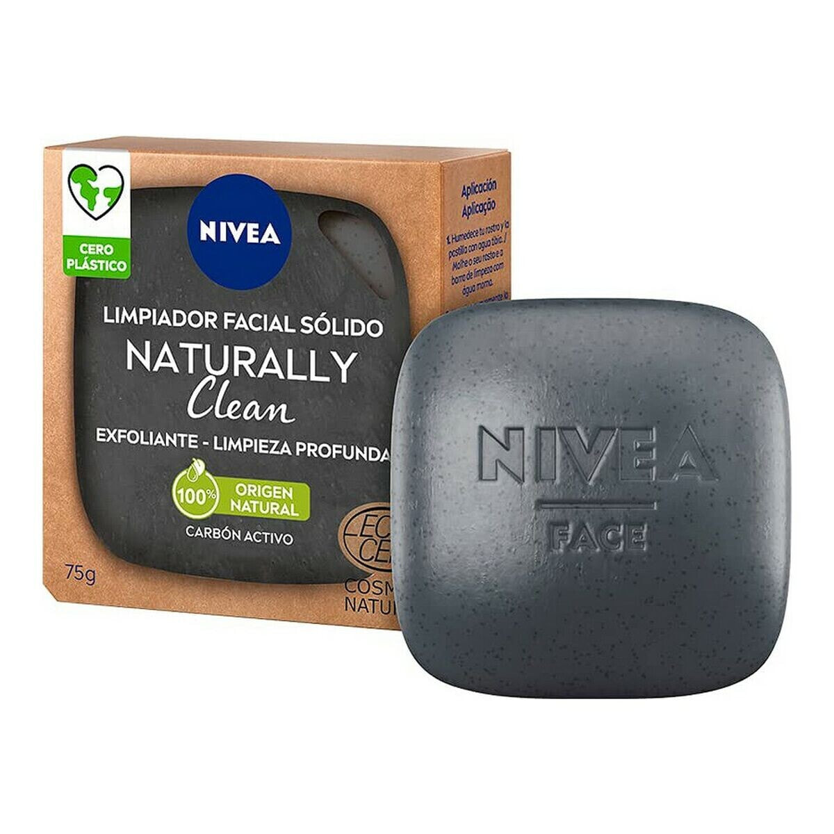 Очищающий гель для лица Naturally Clean Nivea 94491 твердый эксфолиант Активированный уголь 75 g