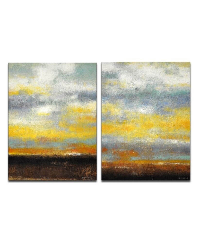'Brushed Sunset I/II' 2 Piece Canvas Wall Art Set, 30x20