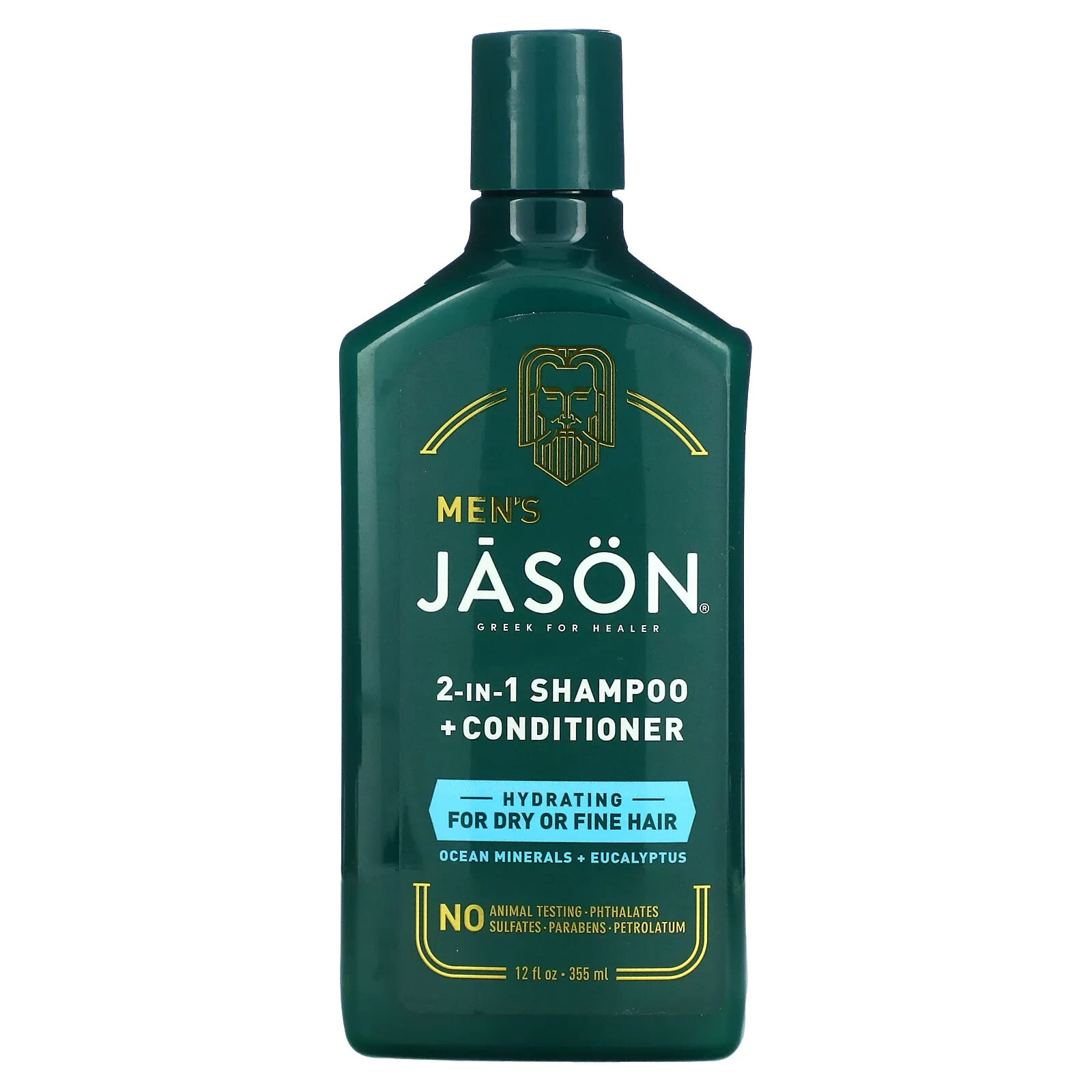 Jason Natural, Для мужчин, шампунь и кондиционер 2 в 1, для всех типов волос, цитрус и имбирь, 355 мл (12 жидк. Унций)